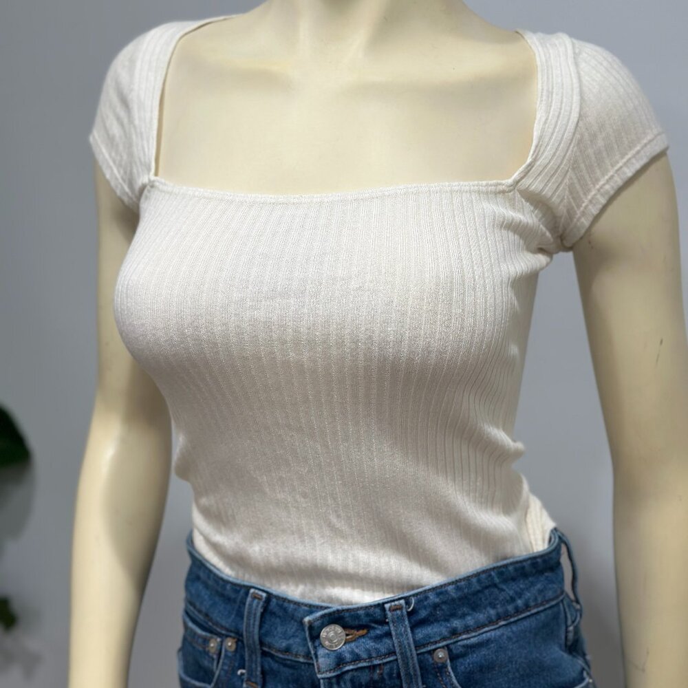 Reformation Bardot Top in Ivory Size Small